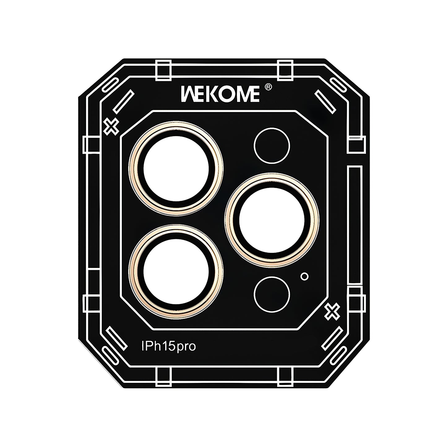 Folie de protectie Camera Spate Wekome WTPC-008 pentru Apple iPhone 15 Pro, Sticla Securizata, Aurie