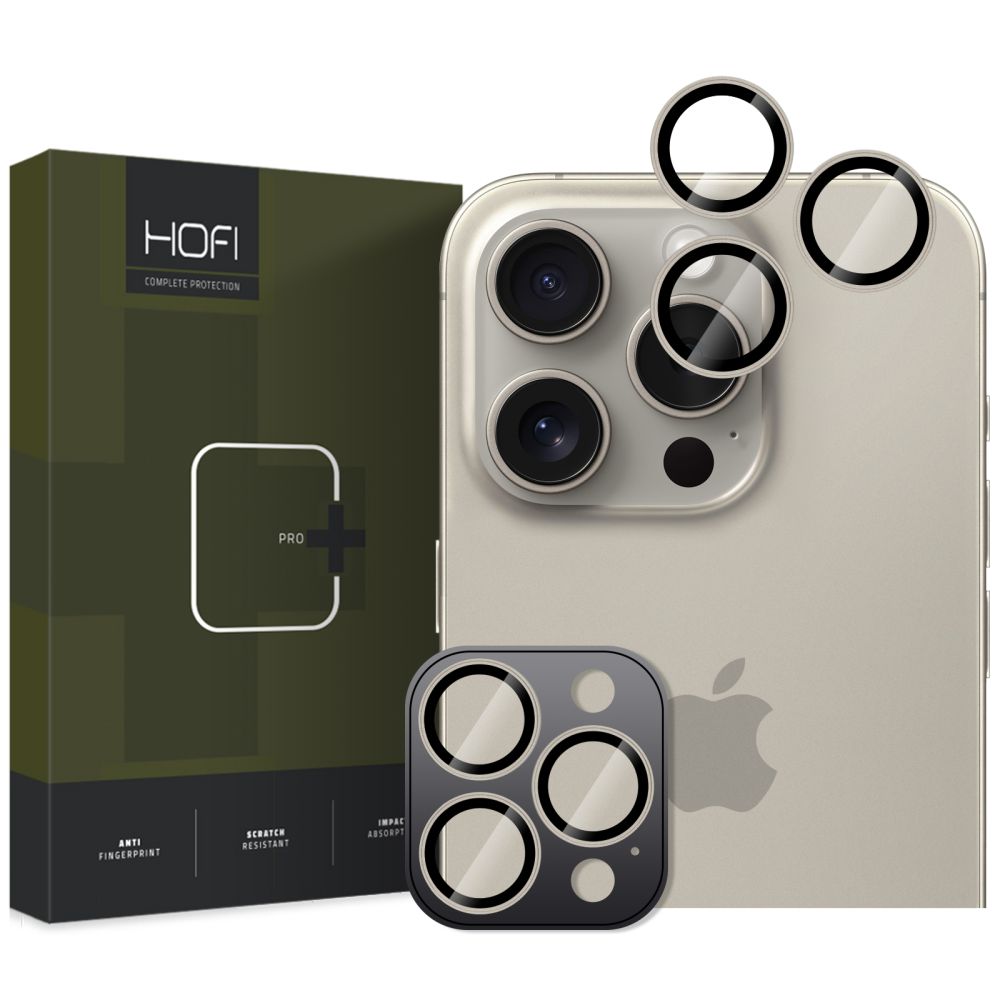 Folie de protectie Camera Spate HOFI CamRing PRO+ pentru Apple iPhone 17 Pro / 16 Pro Max / 16 Pro, Sticla Securizata, Gri