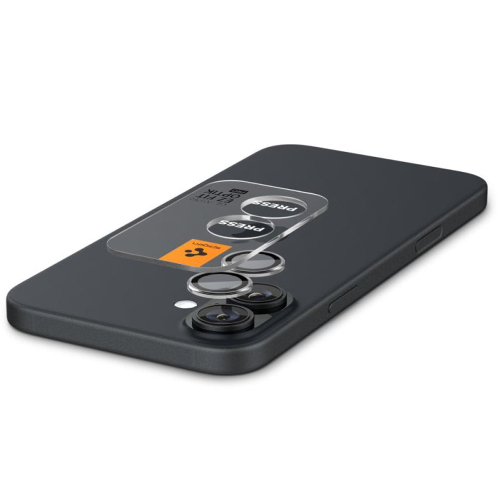 Folie de protectie Camera Spate Spigen GlastR EZ FIT Optik Pro pentru Apple iPhone 17 / 16 Plus / 16, Sticla Securizata, Set 2 bucati, Transparenta