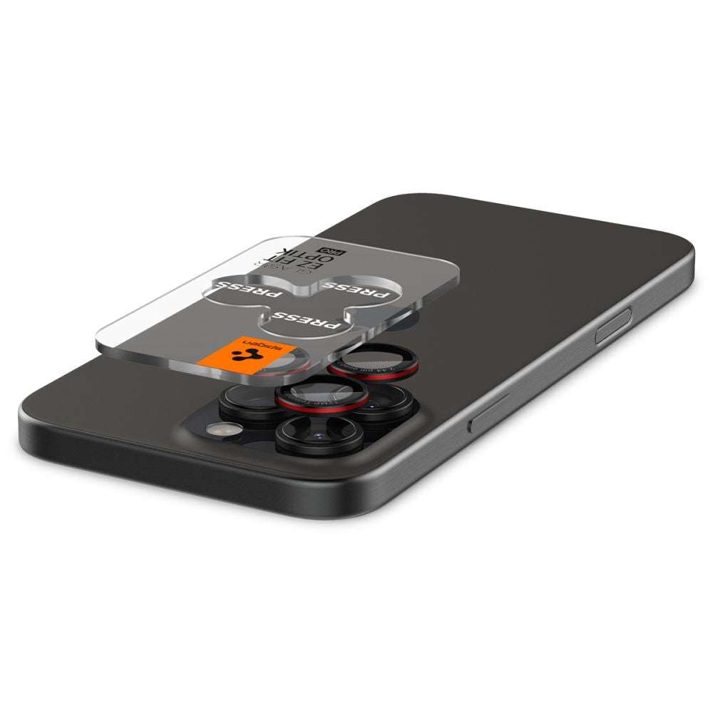 Folie de protectie Camera Spate Spigen GlastR EZ FIT Optik Pro pentru Apple iPhone 17 Pro Max, Sticla Securizata, Set 2 bucati, Rosie AGL05217