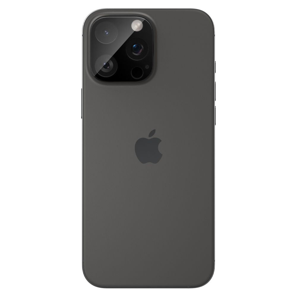Folie de protectie Camera Spate Spigen GlastR Optik pentru Apple iPhone 16 Pro Max, Sticla Securizata, Set 2 bucati, Neagra AGL05273