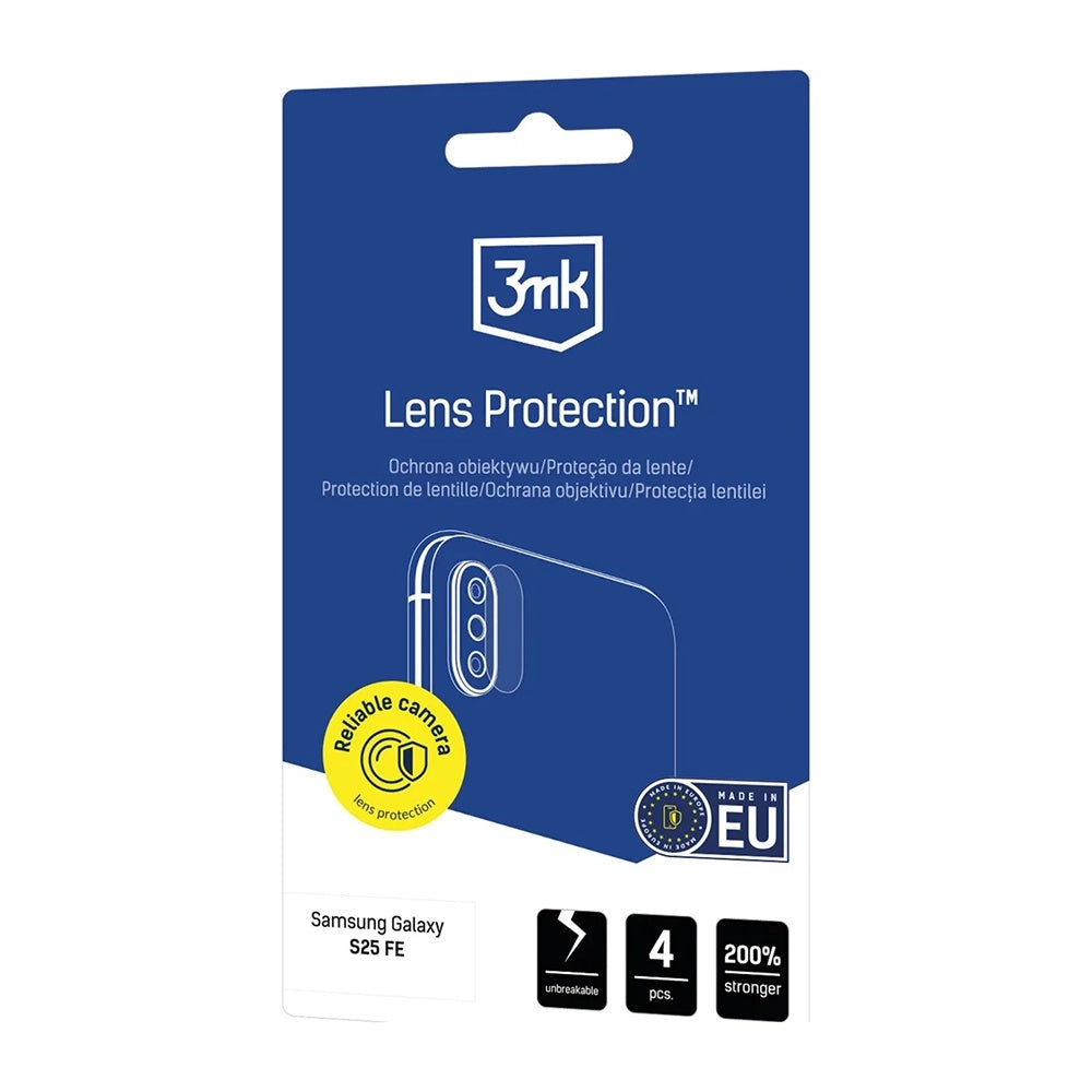 Folie de protectie Camera Spate 3MK Protection pentru Samsung Galaxy S25 FE, Sticla Securizata, Set 4 bucati, Transparenta