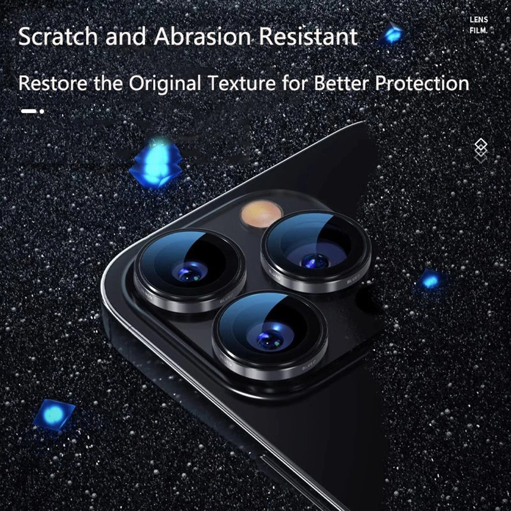 Folie de protectie Camera Spate Blueo 99 Anti-Refective HD pentru Apple iPhone 16 Pro Max / 16 Pro, Sticla Securizata, Gri Metalic