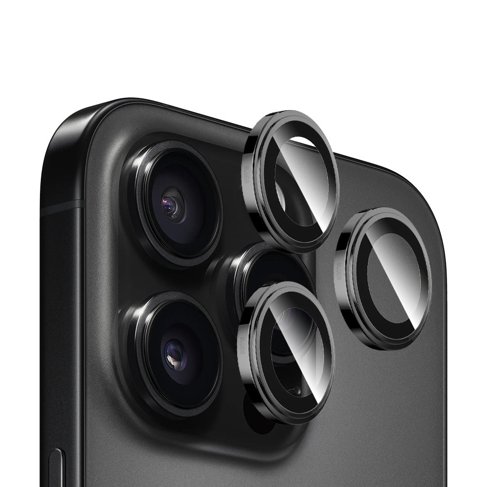 Folie de protectie Camera Spate Blueo Sapphire Crystal pentru Apple iPhone 16 Pro Max / 16 Pro, Sticla Securizata, Neagra
