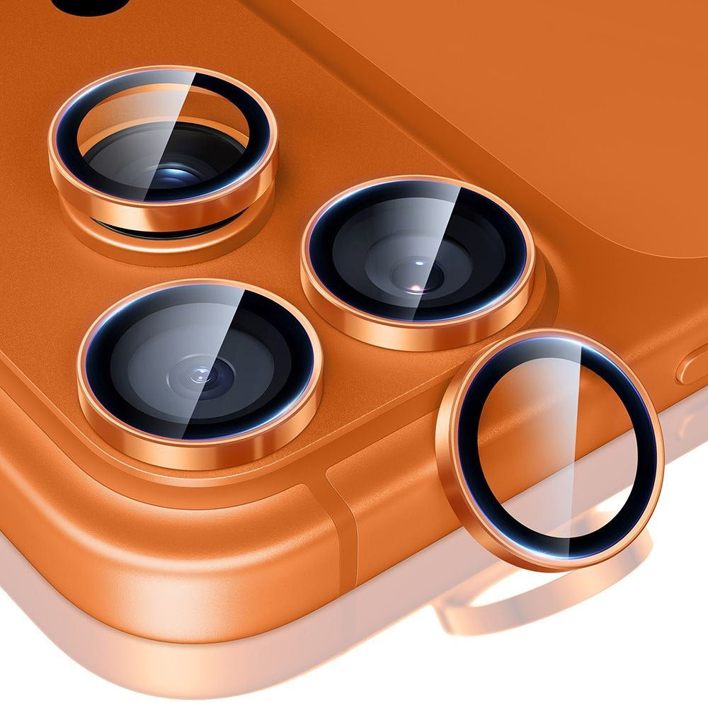 Folie de protectie Camera Spate ESR Armorite pentru Apple iPhone 14 Pro, Sticla Securizata, Portocalie