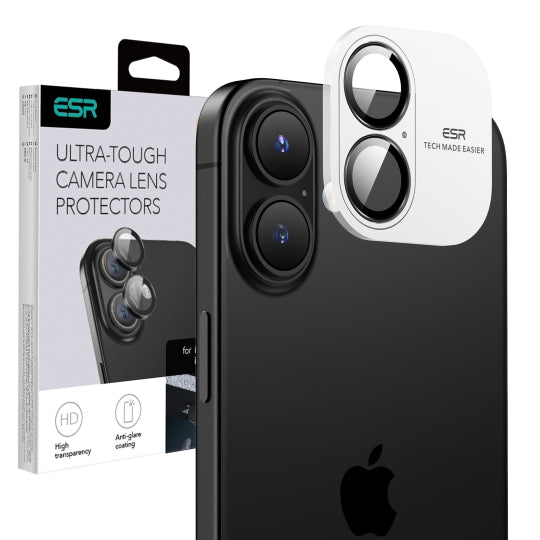 Folie de protectie Camera Spate ESR Armorite pentru Apple iPhone 17 / 16 Plus / 16, Sticla Securizata, Neagra