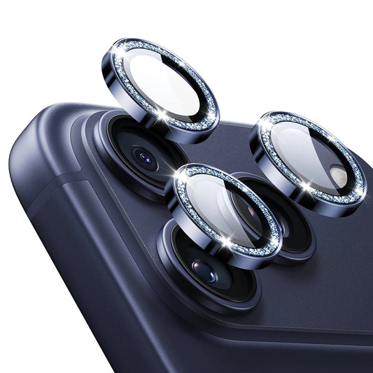 Folie de protectie Camera Spate ESR Glitter Diamond Armorite pentru Apple iPhone 17 Pro Max / 17 Pro, Sticla Securizata, Full Glue, Albastra