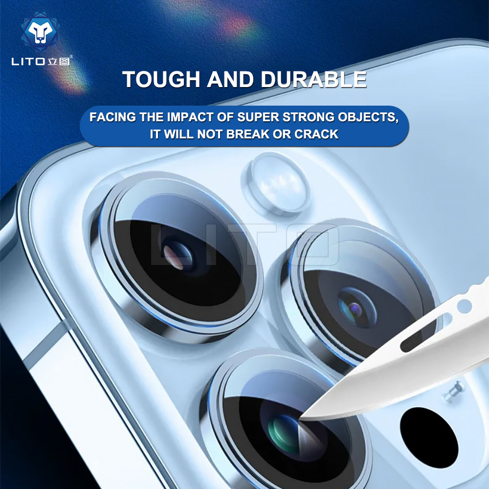 Folie de protectie Camera Spate Lito S+ pentru Apple iPhone 13 Pro Max / 13 Pro, Sticla Securizata, Gri