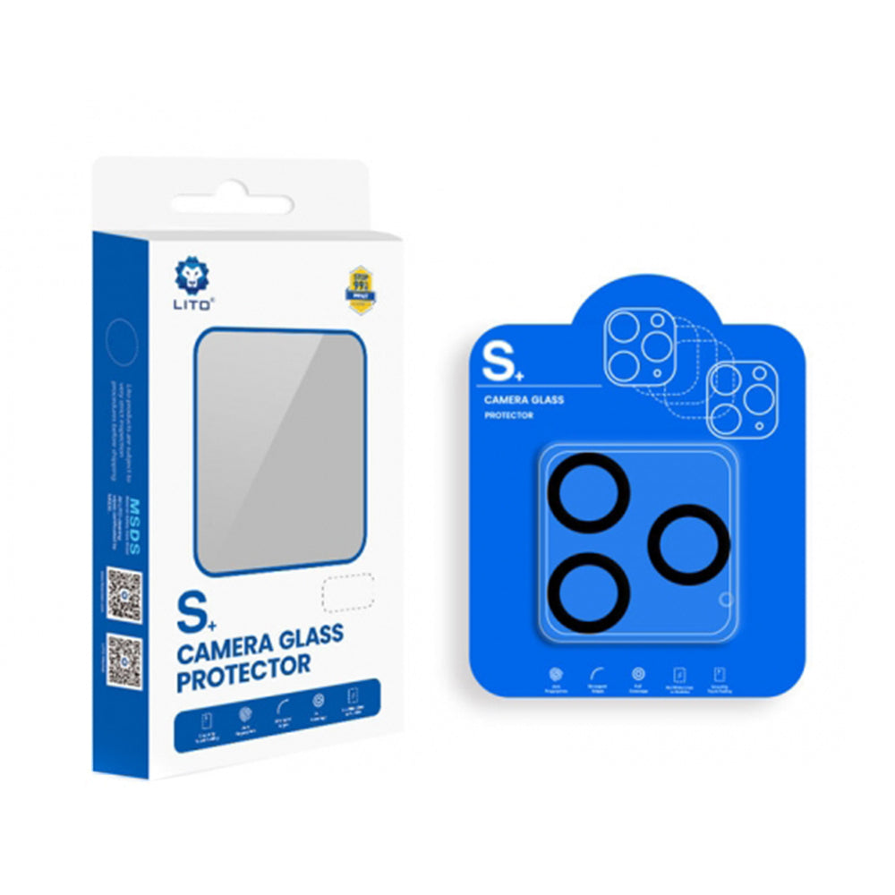 Folie de protectie Camera Spate Lito S+ pentru Apple iPhone 13 Pro Max / 13 Pro, Sticla Securizata, Neagra