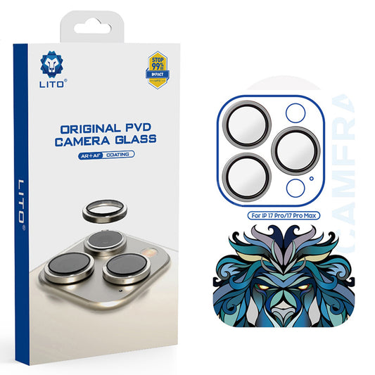 Folie de protectie Camera Spate Lito Titanium AR pentru Apple iPhone 17 Pro Max / 17 Pro, Sticla Securizata, Gri