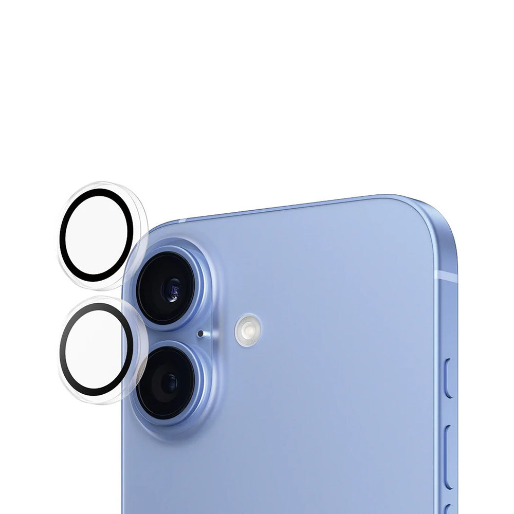 Folie de protectie Camera Spate PanzerGlass Hoops pentru Apple iPhone 16 Plus / 16, Sticla Securizata, Transparenta