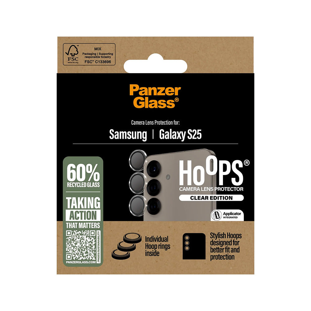 Folie de protectie Camera Spate PanzerGlass Hoops pentru Samsung Galaxy S25 S931, Sticla Securizata, Transparenta