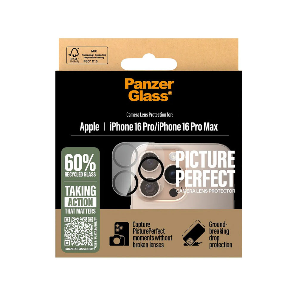 Folie de protectie Camera Spate PanzerGlass PicturePerfect pentru Apple iPhone 16 Pro Max / 16 Pro, Sticla Securizata, Transparenta