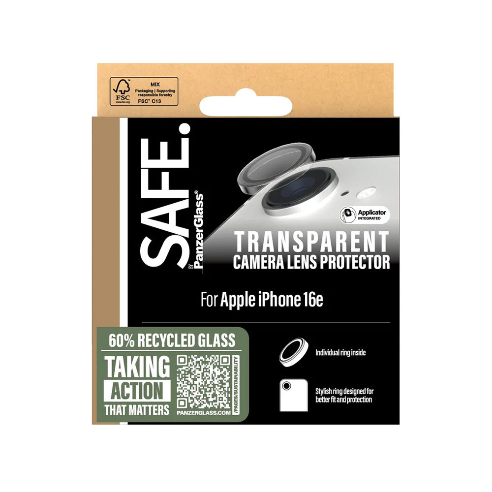 Folie de protectie Camera Spate PanzerGlass Safe. pentru Apple iPhone 17e / 16e, Sticla Securizata, Transparenta