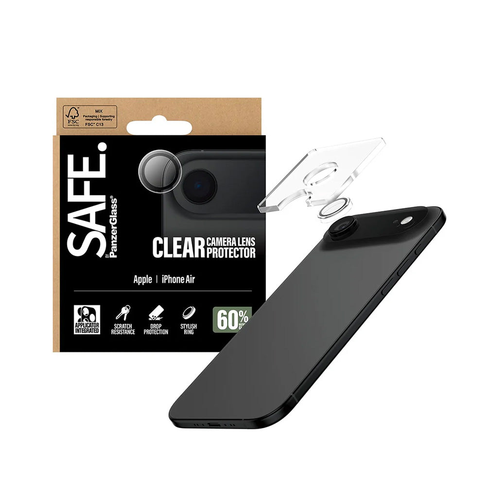 Folie de protectie Camera Spate PanzerGlass Safe. pentru Apple iPhone 17 Air, Sticla Securizata, Transparenta