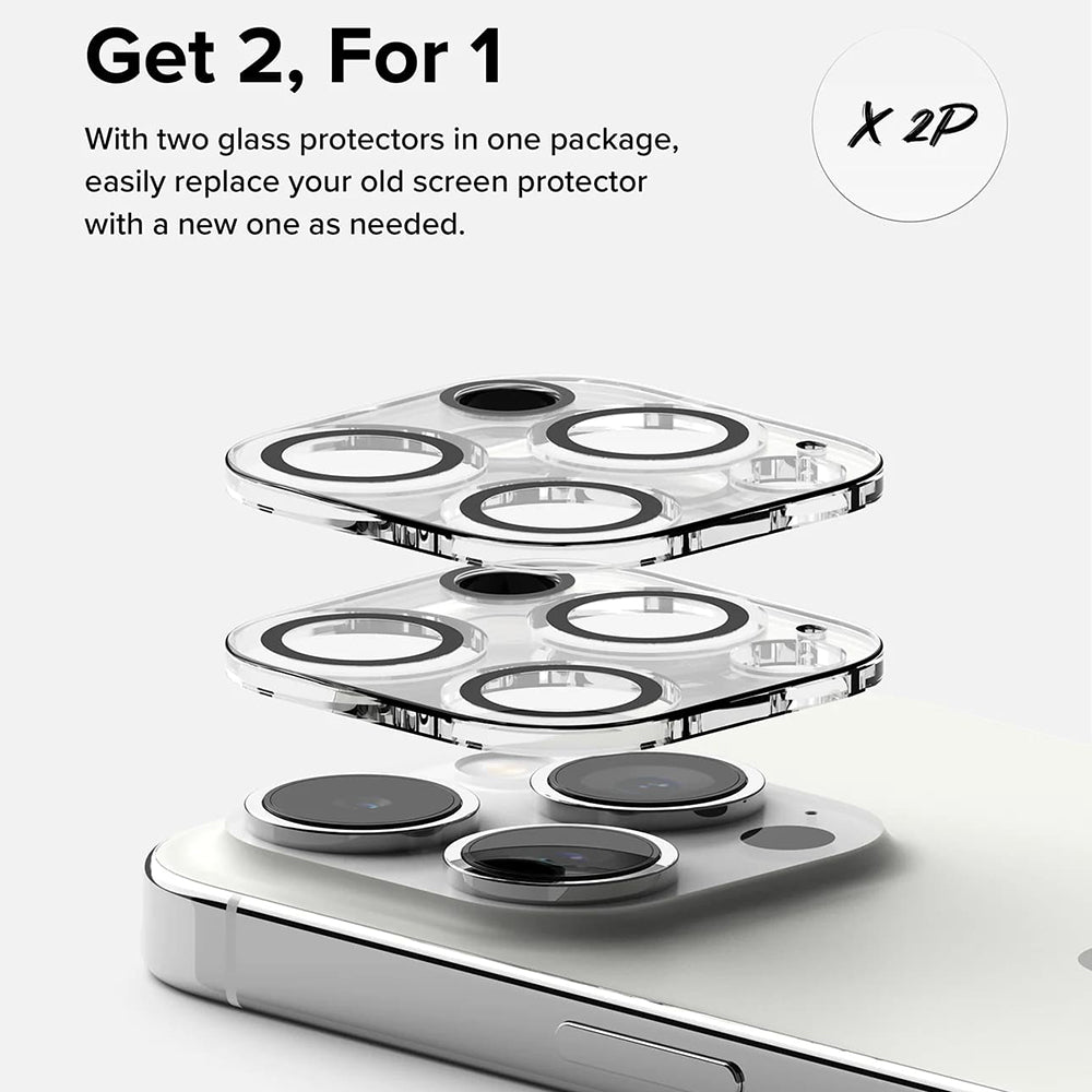Folie de protectie Camera Spate Ringke pentru Apple iPhone 15 Pro, Sticla Securizata, Set 2 bucati, Transparenta