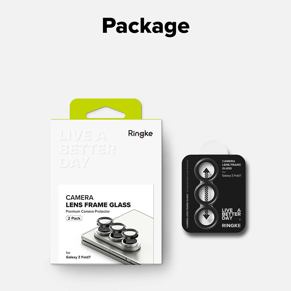 Folie de protectie Camera Spate Ringke pentru Samsung Galaxy Z Fold8 Ultra F976 / Z Fold7 F966, Sticla Securizata, Set 2 bucati, Neagra