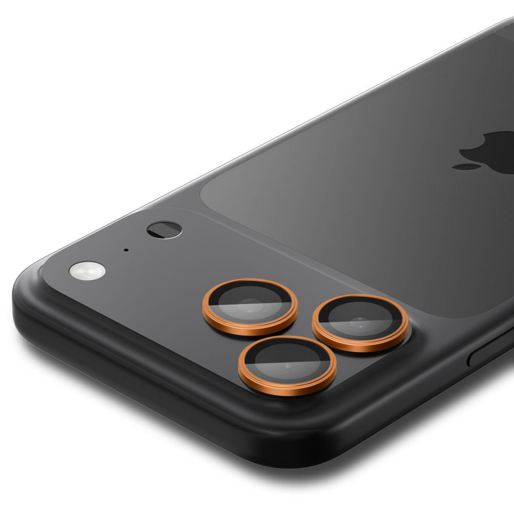 Folie de protectie Camera Spate Spigen GlastR EZ FIT Optik Pro pentru Apple iPhone 17 Pro Max / 17 Pro, Sticla Securizata, Set 2 bucati, Portocalie