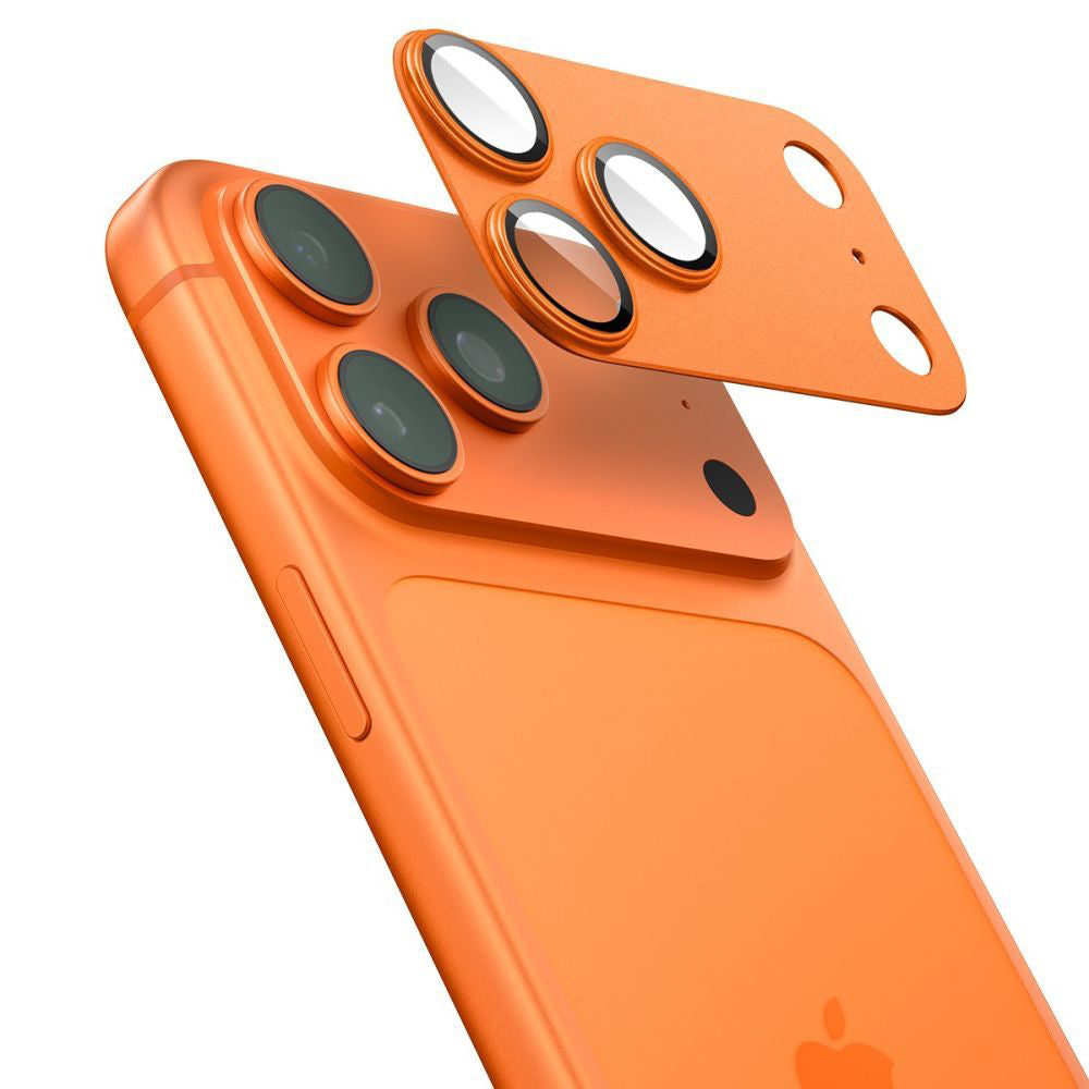 Folie de protectie Camera Spate Spigen GlastR EZ FIT Optik Pro pentru Apple iPhone 17 Pro Max, Sticla Securizata, Set 2 bucati, Portocalie AGL10650