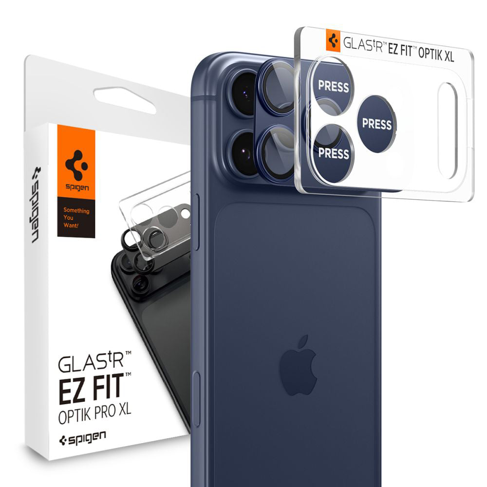 Folie de protectie Camera Spate Spigen GlastR EZ FIT Optik Pro XL pentru Apple iPhone 17 Pro Max, Sticla Securizata, Albastra AGL10651