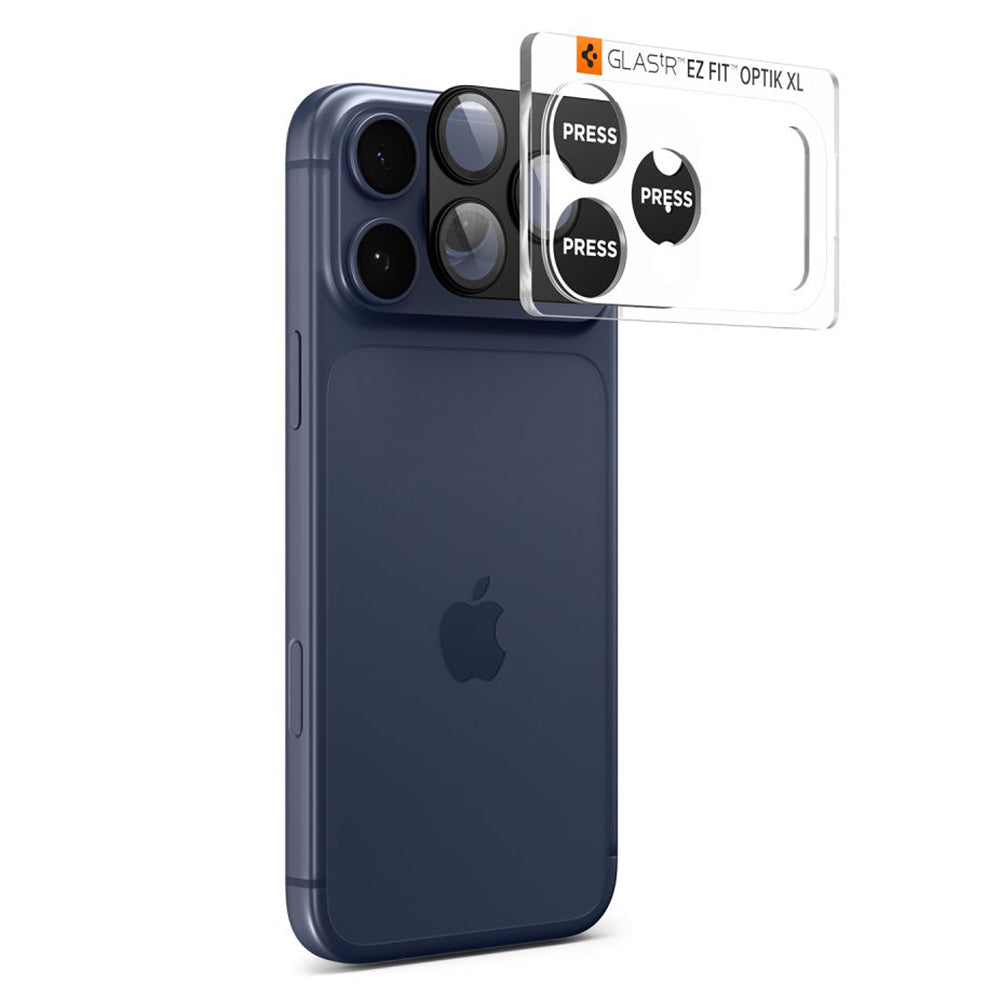 Folie de protectie Camera Spate Spigen GlastR EZ FIT Optik Pro XL pentru Apple iPhone 17 Pro, Sticla Securizata, Neagra AGL10644