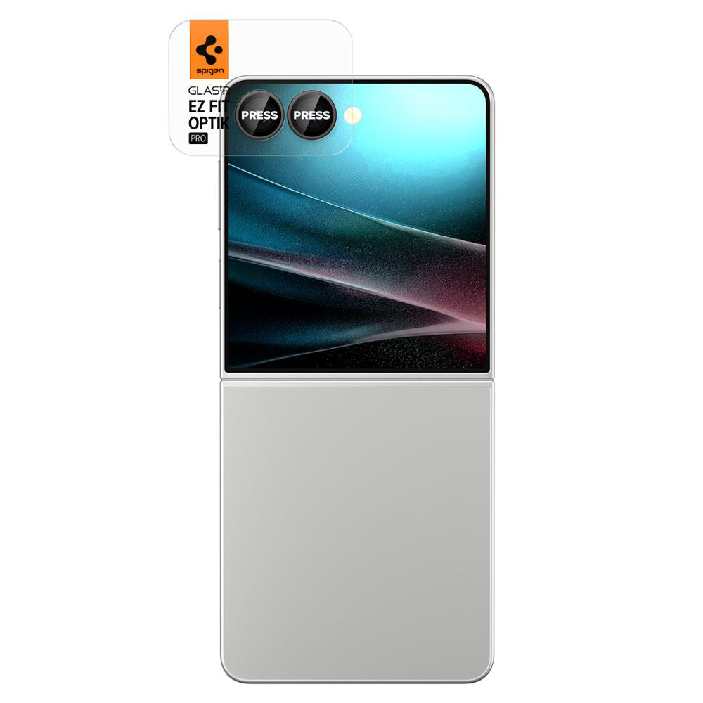 Folie de protectie Camera Spate Spigen GlastR EZ FIT Optik Pro HD pentru Samsung Galaxy Z Flip7 F766, Sticla Securizata, Set 2 bucati, Neagra AGL09587