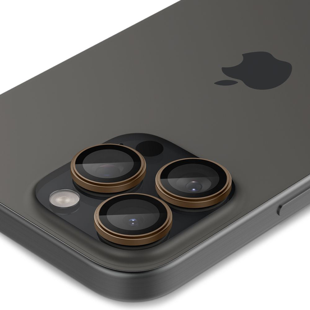 Folie de protectie Camera Spate Spigen GlastR EZ FIT Optik Pro pentru Apple iPhone 16 Pro, Sticla Securizata, Set 2 bucati, Bronz AGL08862