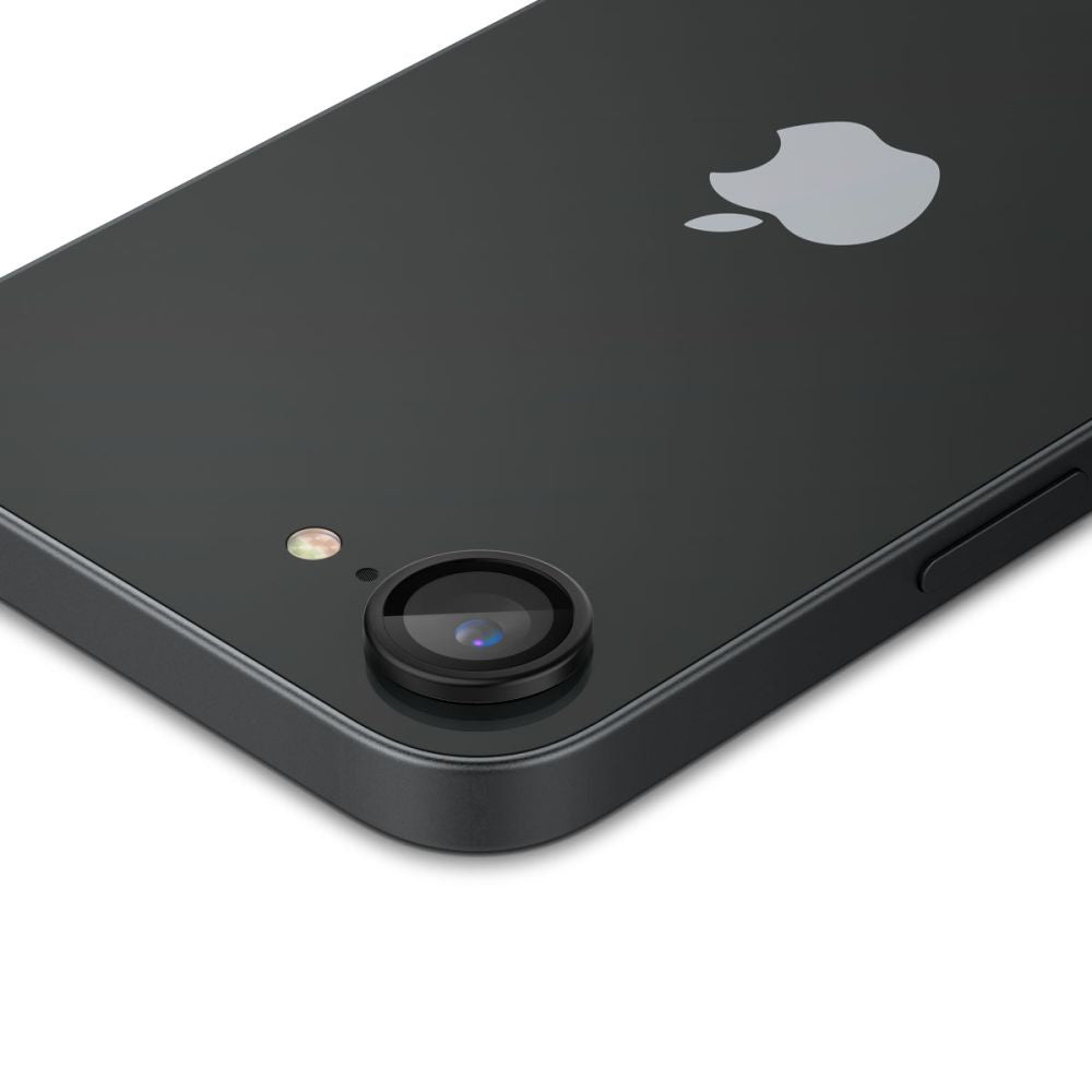 Folie de protectie Camera Spate Spigen GlastR EZ FIT Optik Pro pentru Apple iPhone 17e / 16e, Sticla Securizata, Set 2 bucati, Neagra AGL09279