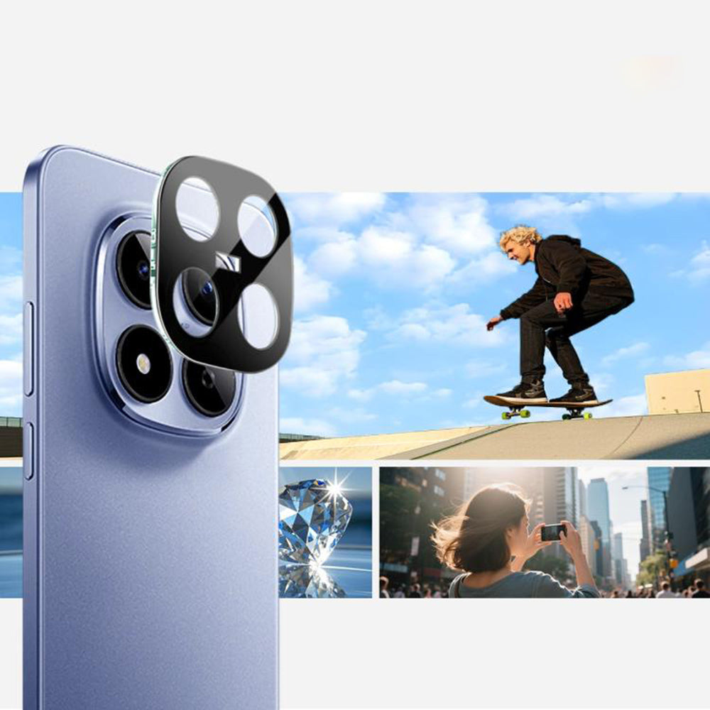 Folie de protectie Camera Spate Techsuit pentru Xiaomi Redmi Note 15 Pro 5G, Sticla Securizata, Neagra