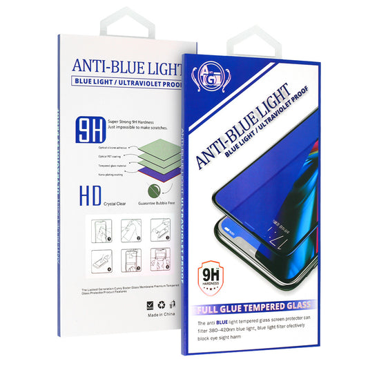 Folie de protectie Ecran Anti Blue Light OEM pentru Apple iPhone 15 / 15 Pro, Sticla Securizata, Full Glue, Neagra