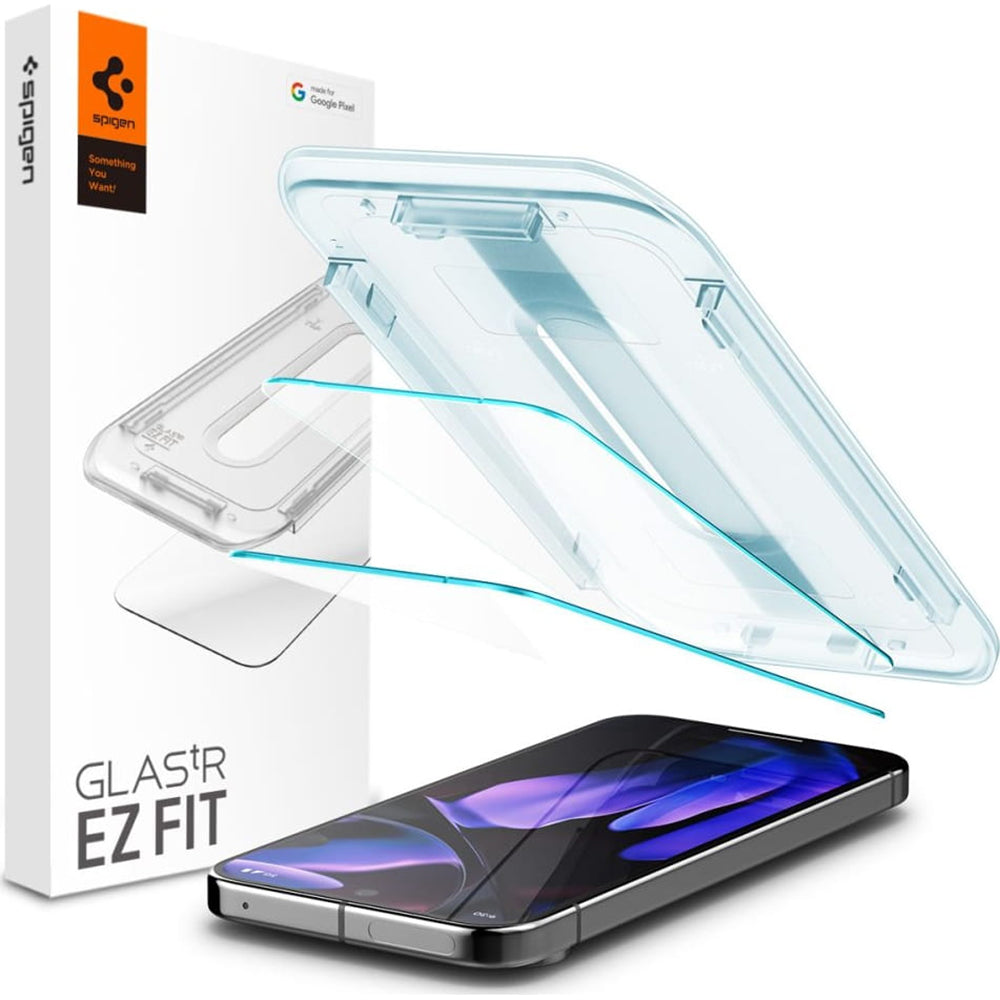 Folie de protectie Ecran Spigen GlastR EZ FIT pentru Google Pixel 9 Pro XL, Sticla Securizata, Full Glue, Set 2 bucati