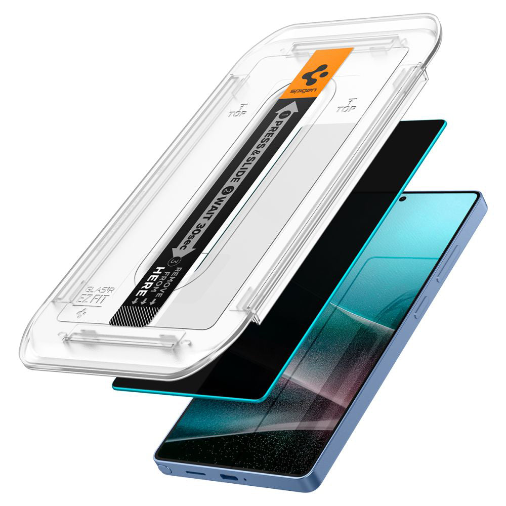 Folie de protectie Ecran Privacy Spigen GlastR EZ FIT HD pentru Samsung Galaxy S25 Ultra S938, Sticla Securizata, Full Glue, Set 2 bucati AGL09335