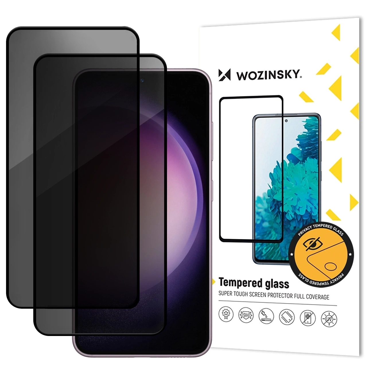 Folie de protectie Ecran Privacy WZK AntiSpy pentru Samsung Galaxy A17 4G / A17 5G, Sticla Securizata, Full Glue, Set 2 bucati