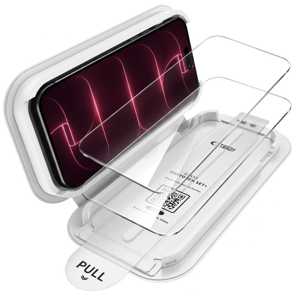Folie de protectie Ecran Tech-Protect OneTouch pentru Apple iPhone 18 Pro Max / 17 Pro Max, Sticla Securizata, Full Glue, Set 2 bucati, Transparenta