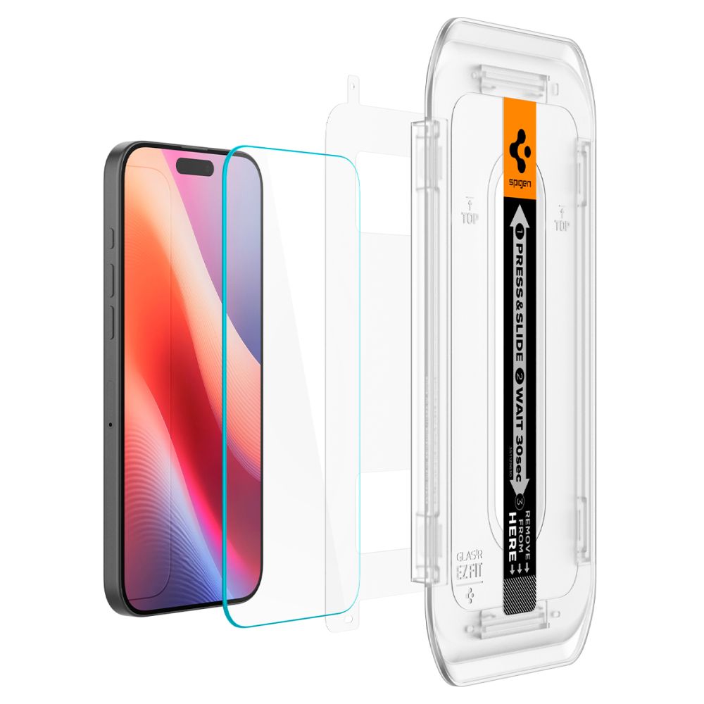 Folie de protectie Ecran Spigen GlastR EZ FIT pentru Apple iPhone 17 Pro Max / 16 Pro Max, Sticla Securizata, Full Glue, Set 2 bucati AGL07907