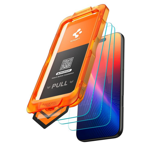 Folie de protectie Ecran Spigen GlastR Align Master Slim pentru Apple iPhone 17 Pro, Sticla Securizata, Full Glue, Set 3 bucati