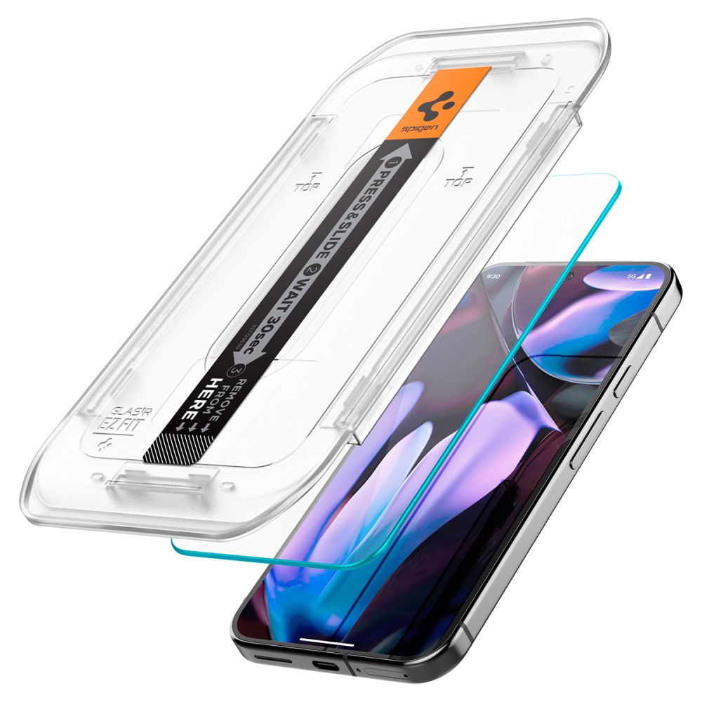 Folie de protectie Ecran Spigen GlastR EZ FIT pentru Google Pixel 9 / 9 Pro, Sticla Securizata, Full Glue, Set 2 bucati, 2.5D AGL08442