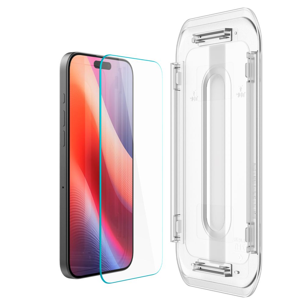 Folie de protectie Ecran Spigen GlastR EZ FIT pentru Apple iPhone 17 Pro Max / 16 Pro Max, Sticla Securizata, Full Glue, Set 2 bucati AGL07907