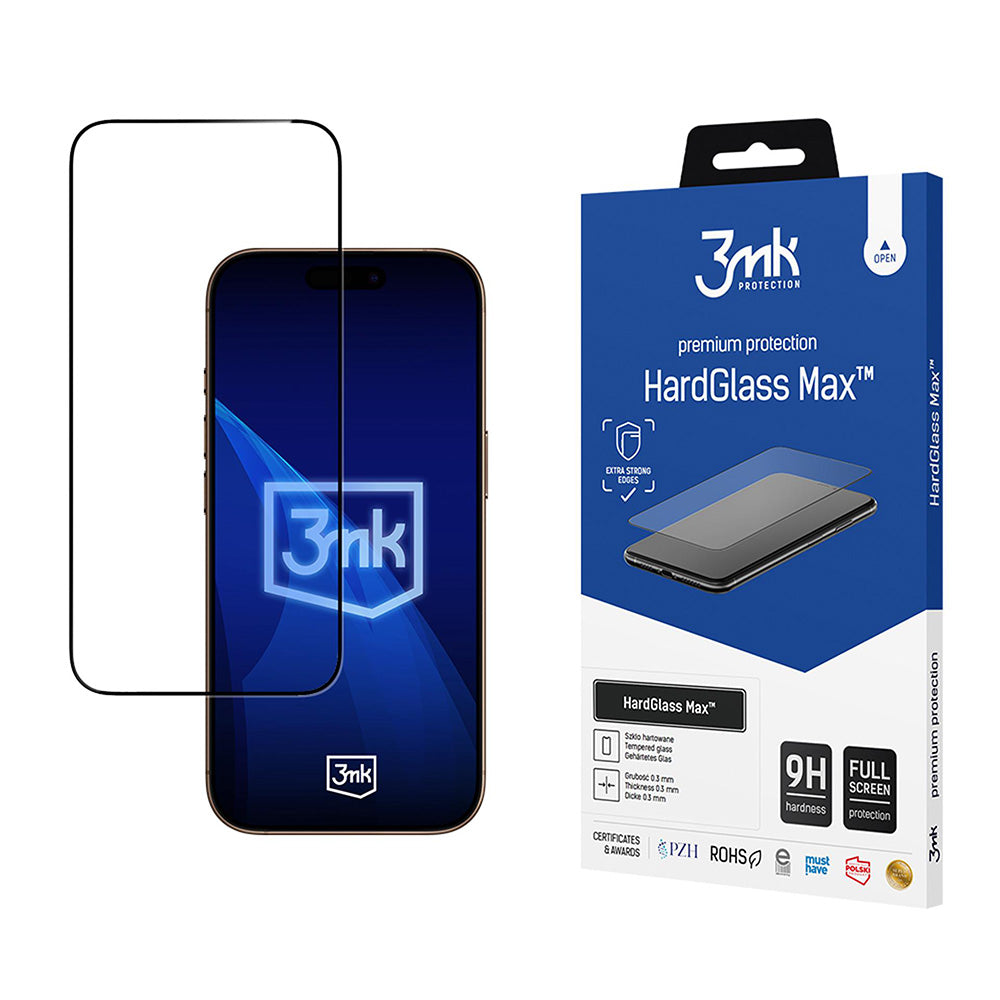 Folie de protectie Ecran 3MK HardGlass Max pentru Apple iPhone 17 Pro Max, Sticla Securizata, Full Glue, Neagra
