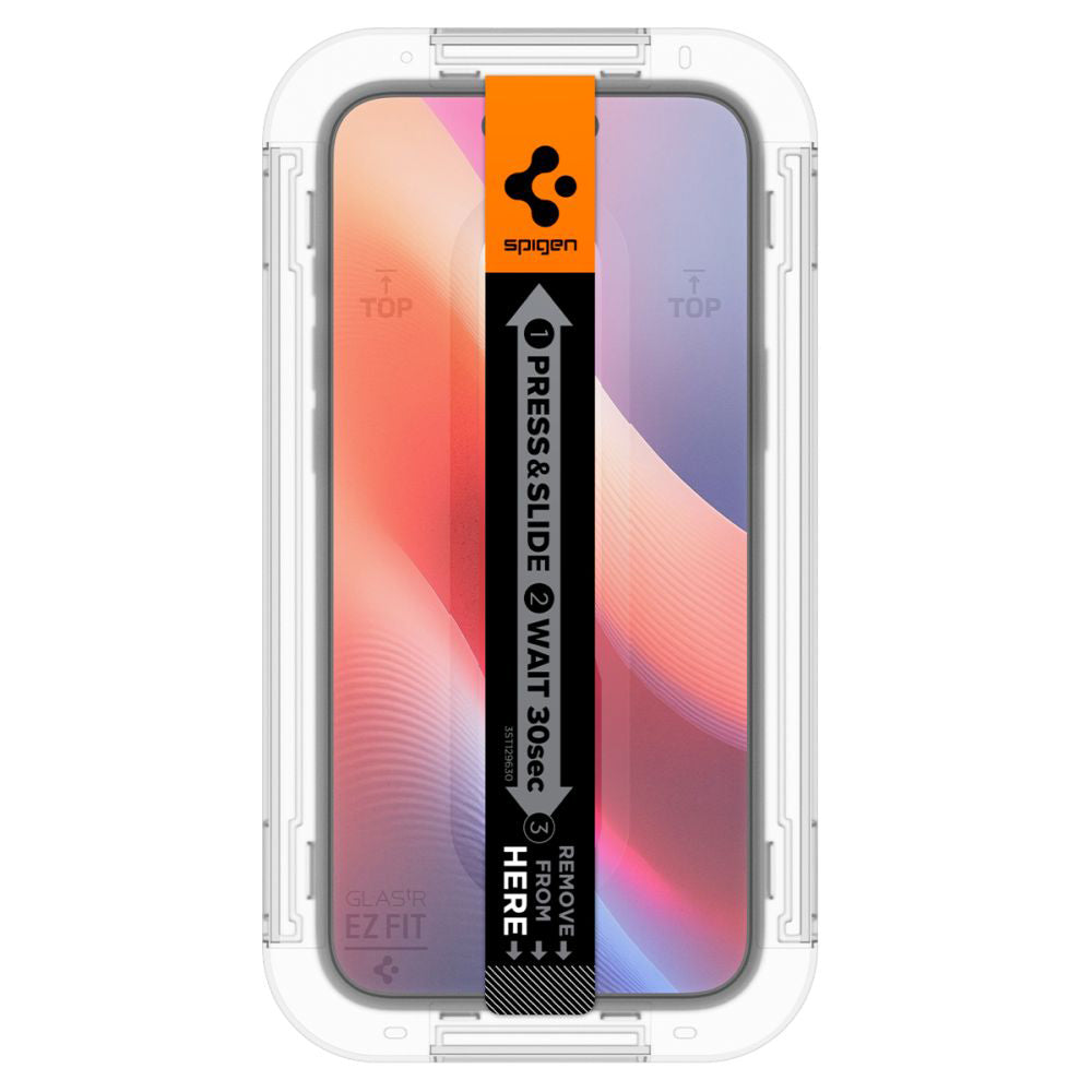 Folie de protectie Ecran Privacy Spigen GlastR EZ FIT pentru Apple iPhone 16 / 15, Sticla Securizata, Full Glue, Set 2 bucati