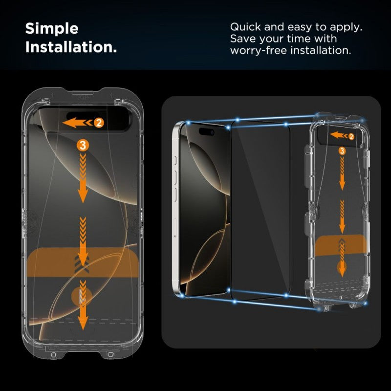 Folie de protectie Ecran Tech-Protect Quick Set+ pentru Apple iPhone 17e / 16e / 14 / 13 Pro, Sticla Securizata, Full Glue, Set 2 bucati, Neagra