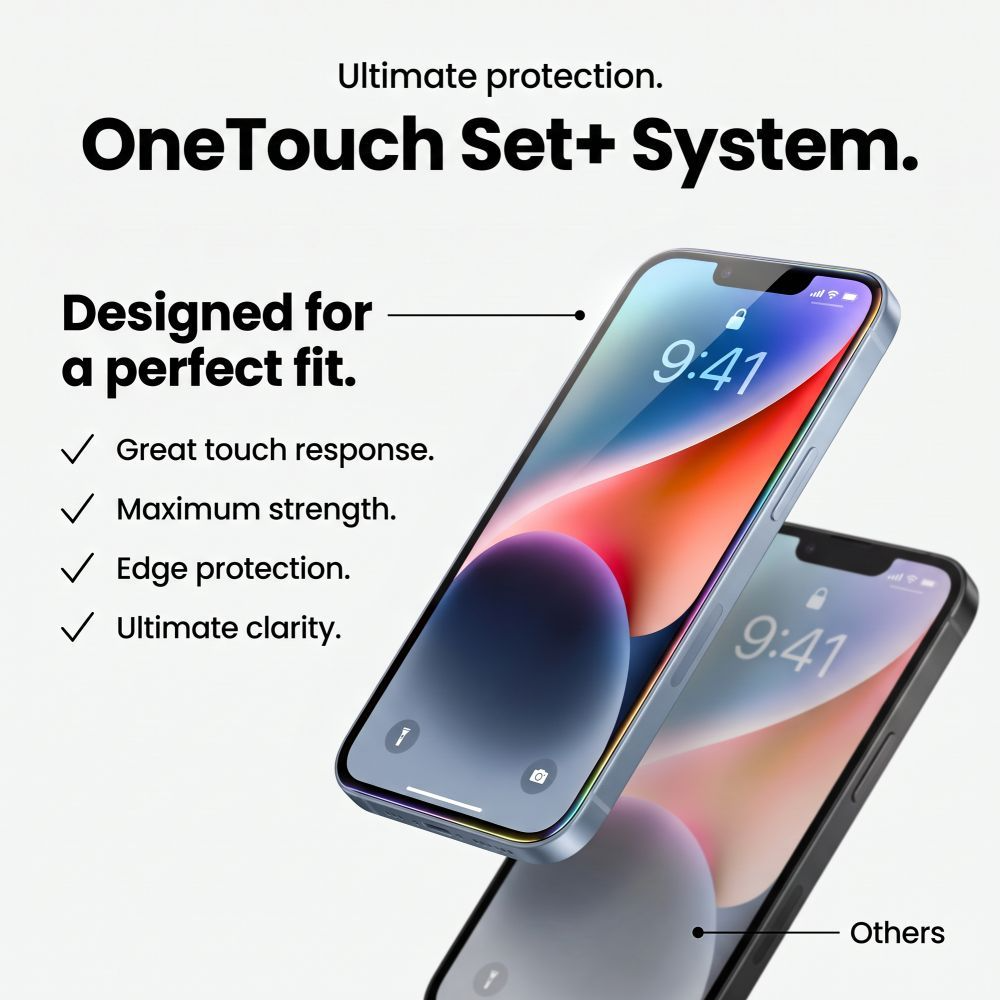 Folie de protectie Ecran Tech-Protect OneTouch pentru Apple iPhone 18 Pro / 17 Pro, Sticla Securizata, Full Glue, Set 2 bucati, Transparenta