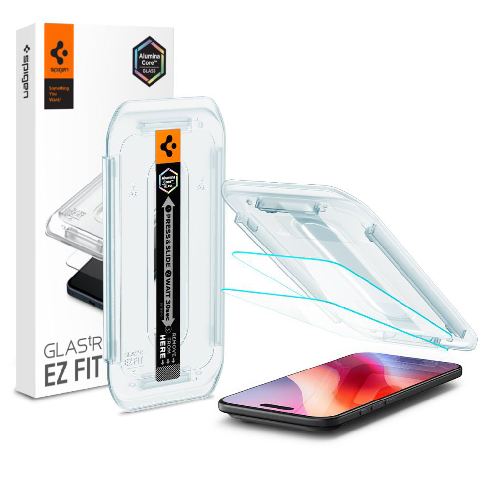 Folie de protectie Ecran Spigen GlastR EZ FIT pentru Apple iPhone 17 Air, Sticla Securizata, Full Glue, Set 2 bucati