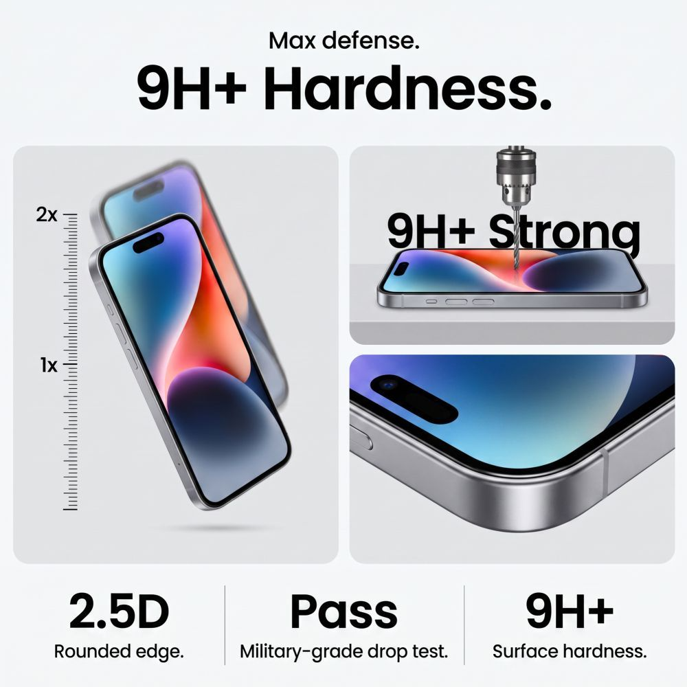 Folie de protectie Ecran Tech-Protect OneTouch pentru Apple iPhone 18 Pro / 17 Pro, Sticla Securizata, Full Glue, Set 2 bucati, Transparenta