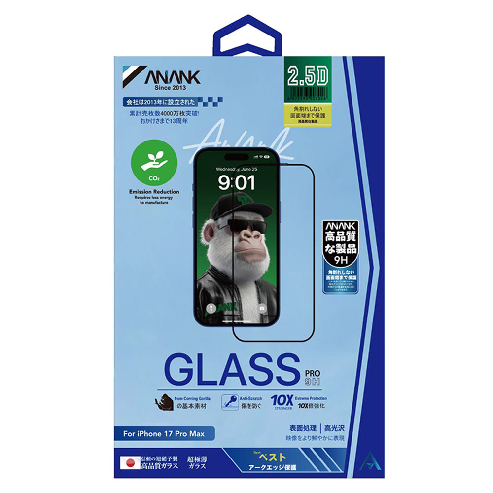 Folie de protectie Ecran Anank 10X Reinforced CG pentru Apple iPhone 18 Pro / 17 Pro, Sticla Securizata, Full Glue, 2.5D, Neagra