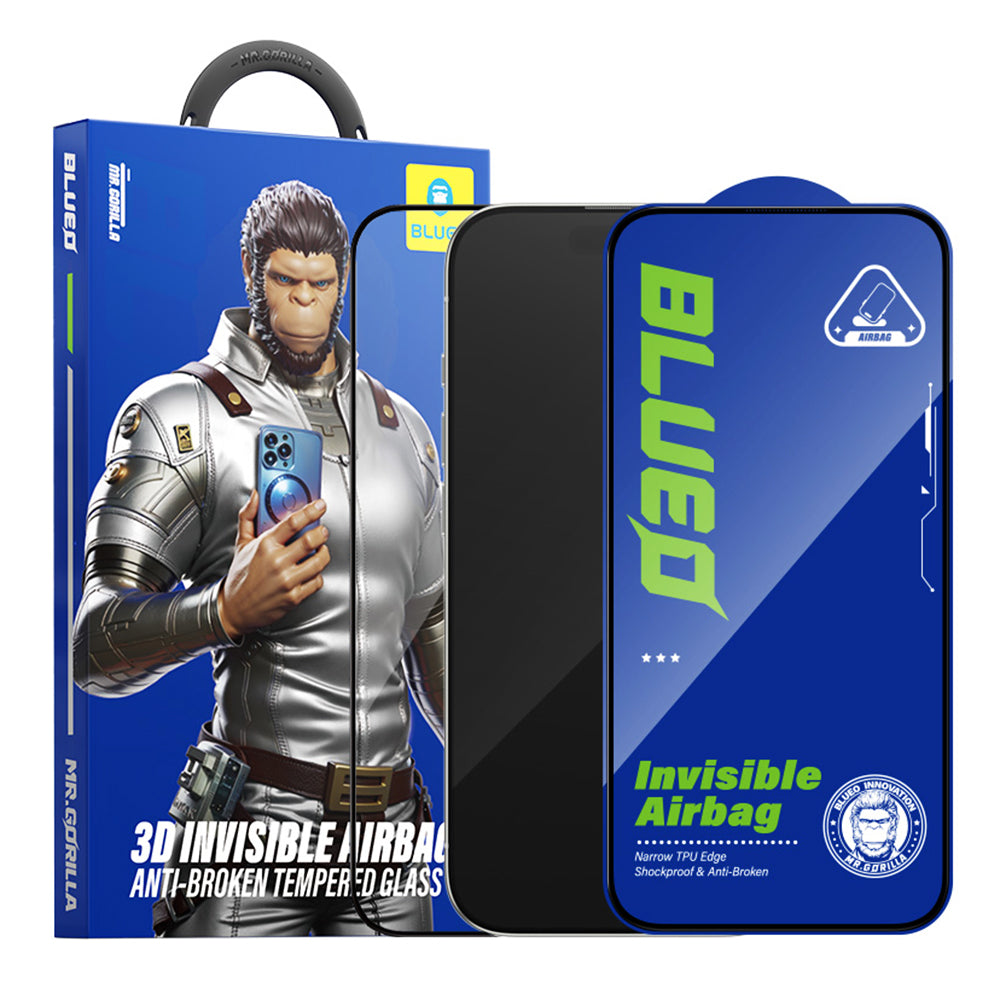Folie de protectie Ecran Blueo Anti-Broken pentru Apple iPhone 15 Pro Max, Sticla Securizata, Full Glue, Neagra