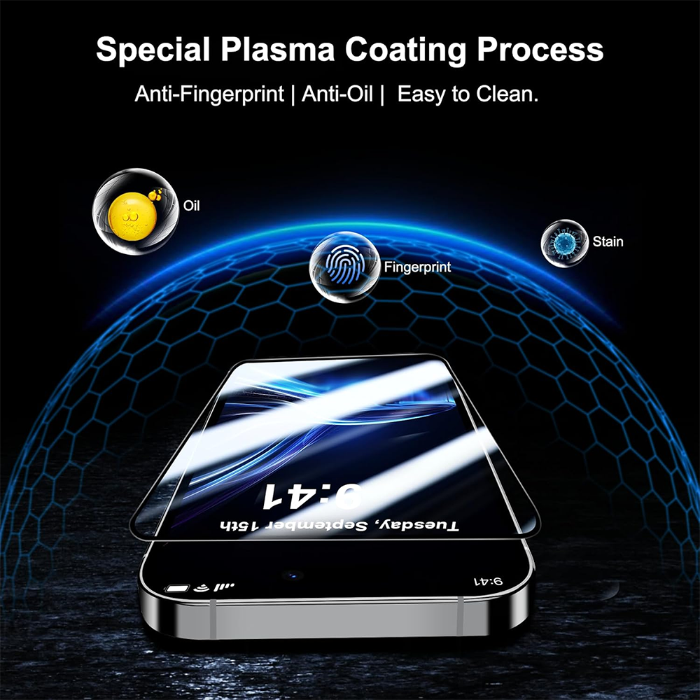 Folie de protectie Ecran Blueo Anti-Broken pentru Apple iPhone 15 Pro Max, Sticla Securizata, Full Glue, Neagra