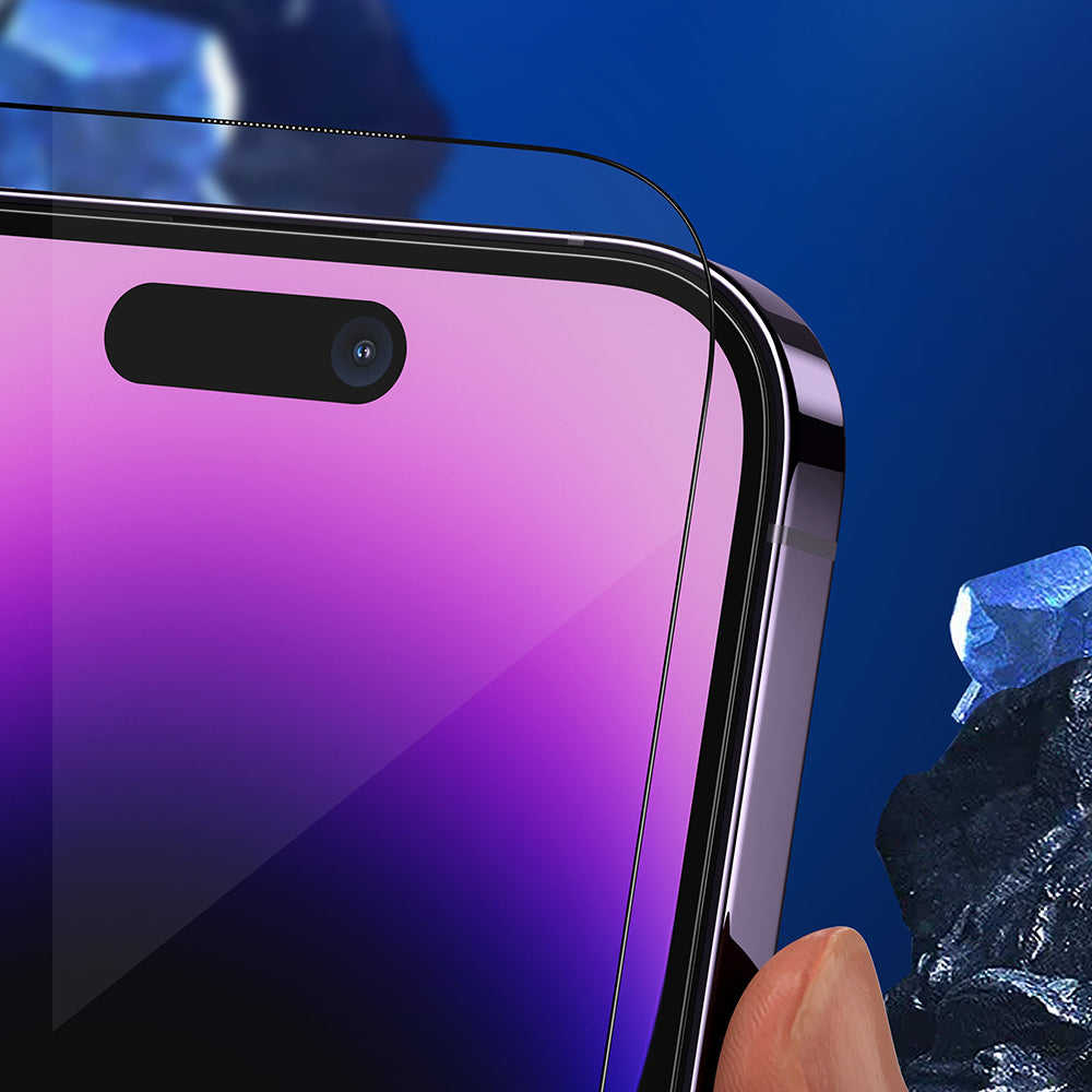 Folie de protectie Ecran Blueo Anti-Broken pentru Apple iPhone 15 Pro Max, Sticla Securizata, Full Glue, Neagra