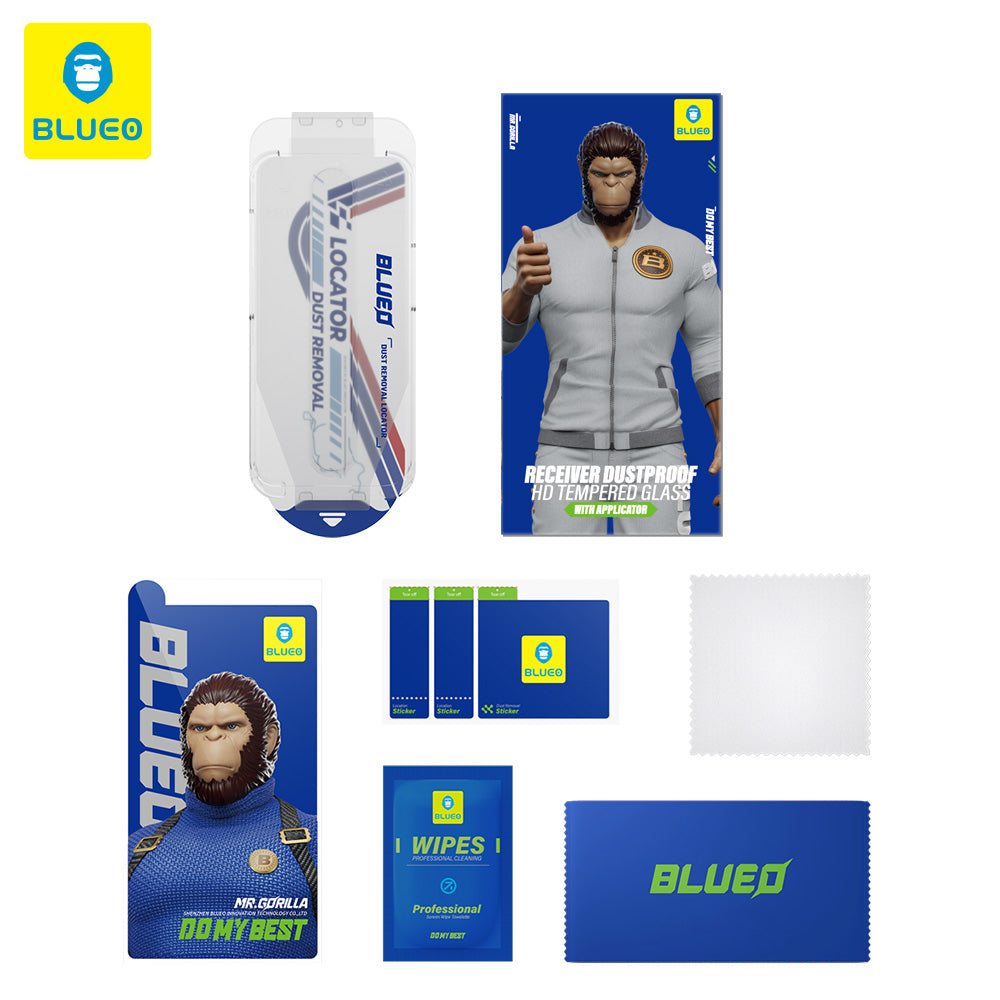 Folie de protectie Ecran Blueo Anti-Dust HD Applicator Pro pentru Apple iPhone 14 Pro Max, Sticla Securizata, Full Glue, Neagra