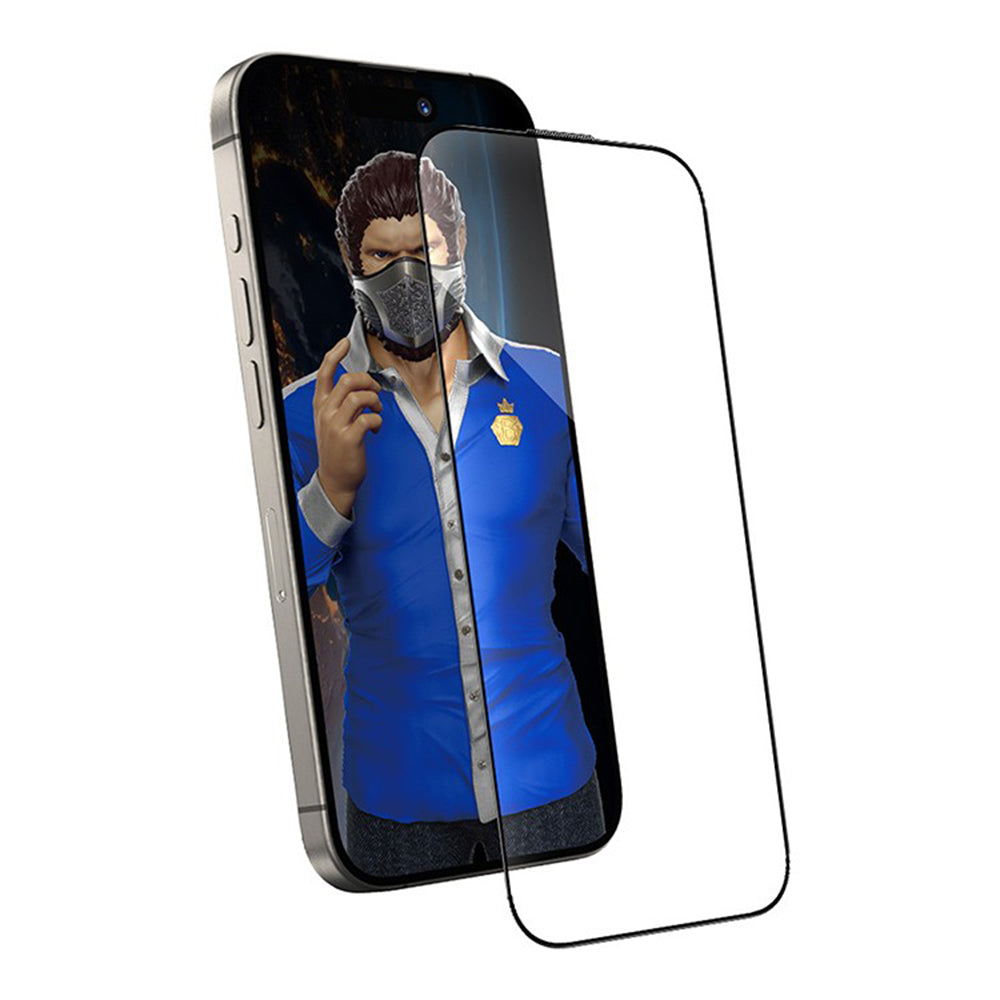 Folie de protectie Ecran Blueo Anti-Dust HD Applicator Pro pentru Apple iPhone 15 Pro, Sticla Securizata, Full Glue, Neagra